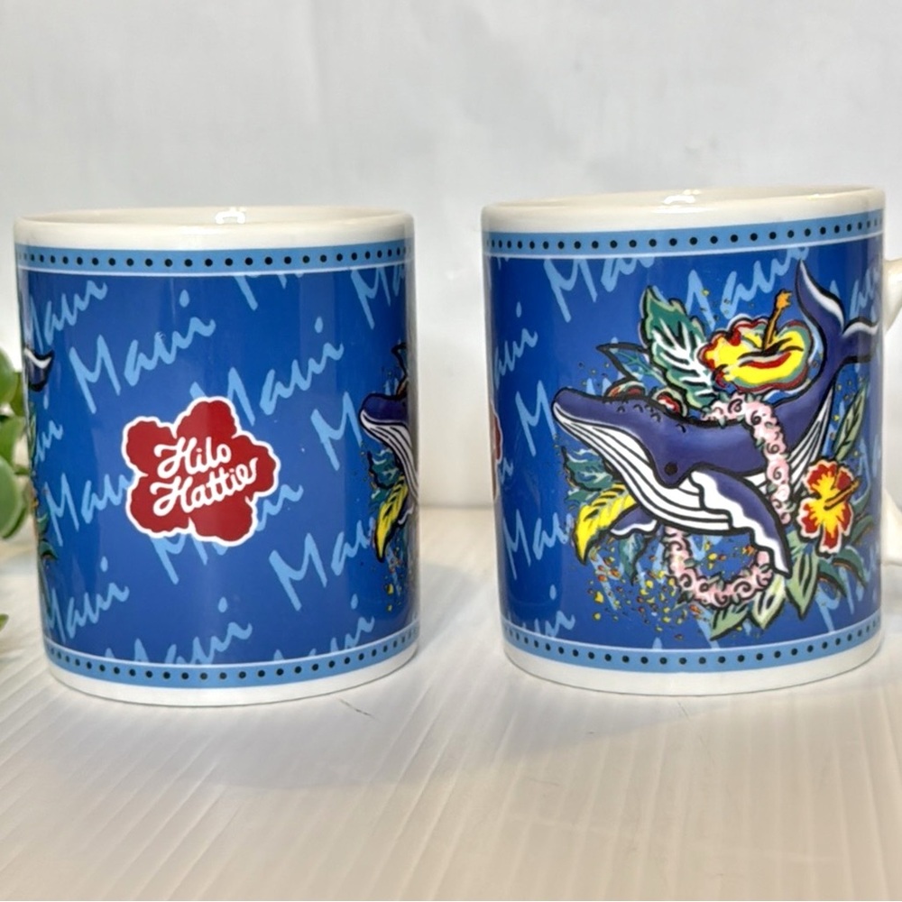 Two Hilo Hattie Maui Hawaii Whale Mugs